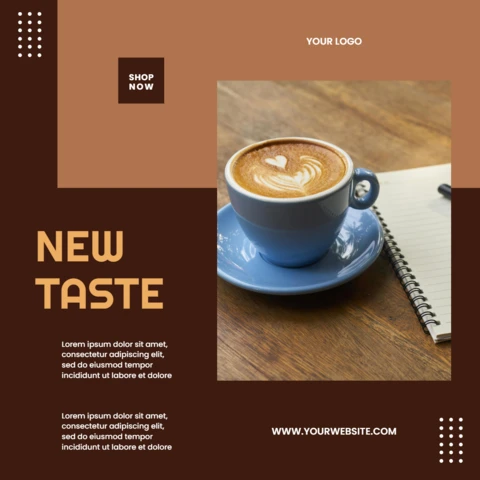 New Taste Cappuccino Promotional Social Media Post Design Template