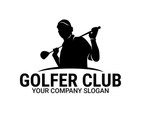 Golfer Club Tournament Sports Logo Design Template