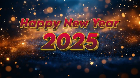 Modèle de carte 2025 de bonne année pailletée
