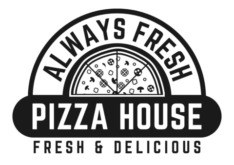 Modello di design del logo della pizzeria fresca