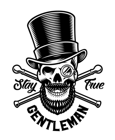 Modèle de logo pour le crâne vintage d'un gentil homme