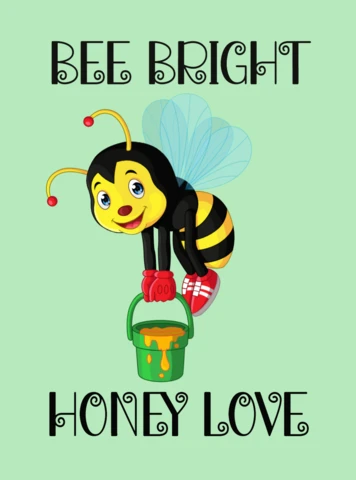 Cute Childish Bee Design for Kids Vintage Poster Template