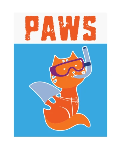 Paws Shark Cat Jaws Parody T-Shirt Design