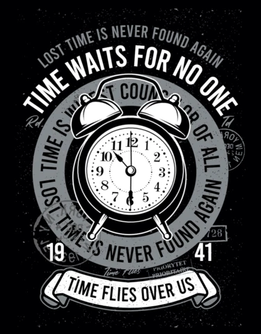 Time Waits For No One Alarm Clock T-Shirt Design Template
