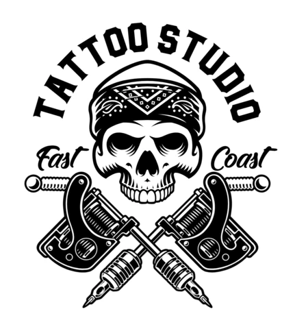 Tattoo Studio Vintage Skull Logo Design Template