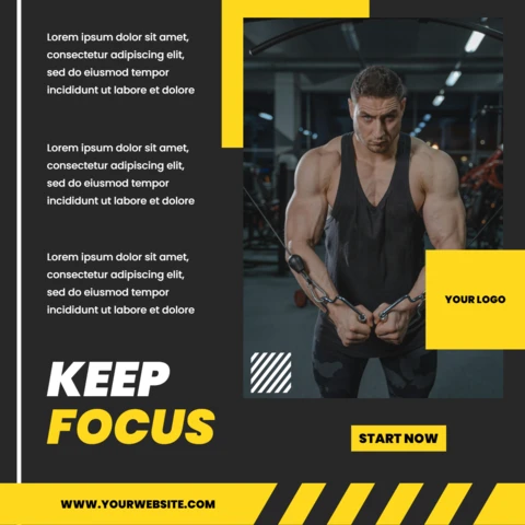 Keep Focus Gym Social Media Post Design Template