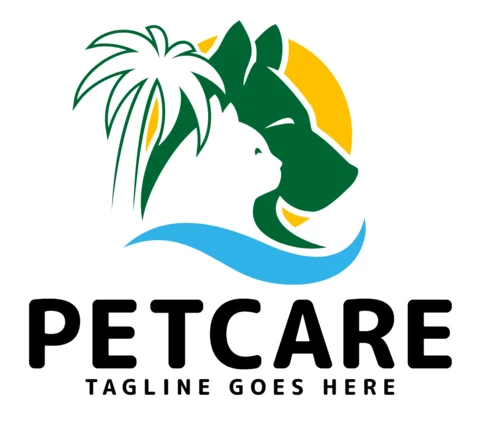 Modelo de design de logotipo de petcare de praia