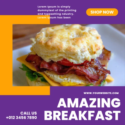 Dashing Purple Restaurant Ad Social Media Post Design Template