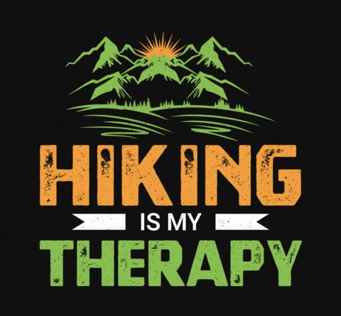 Hiking is my therapy plantilla de diseño de camiseta