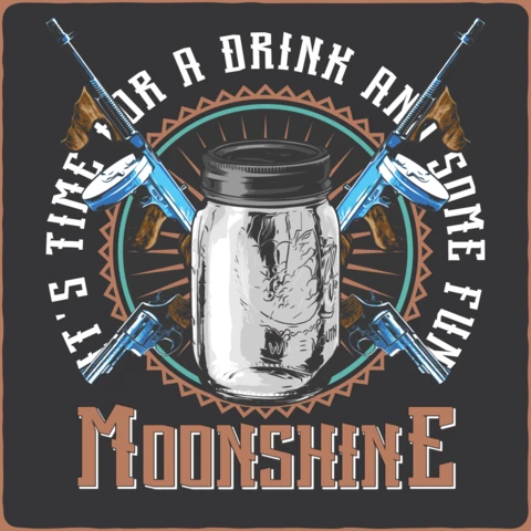 Modèle de t-shirt : jarre d'alcool, chapeau et armes à feu