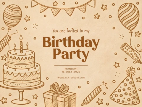 Editable Birthday Party Invitation Template - Whimsical Hand-Drawn Design