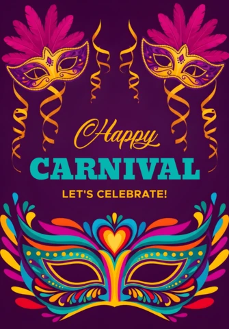 Modèle de design de masque de carnaval vibrant pour des flyers festifs