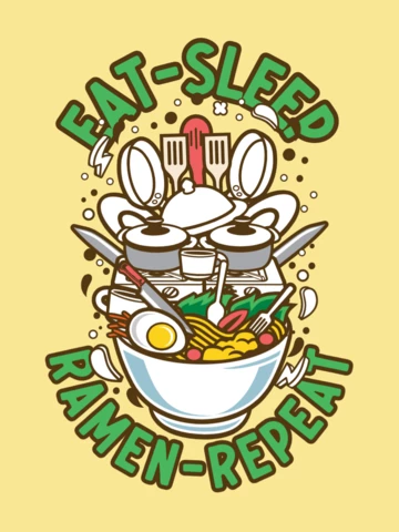 Eat Sleep Ramen Repeat Food T-shirt Design Template
