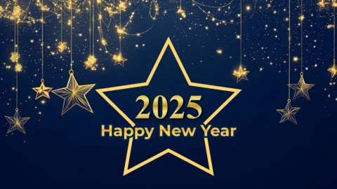Bonne année 2025, thème de l'étoile dorée, modèle de conception