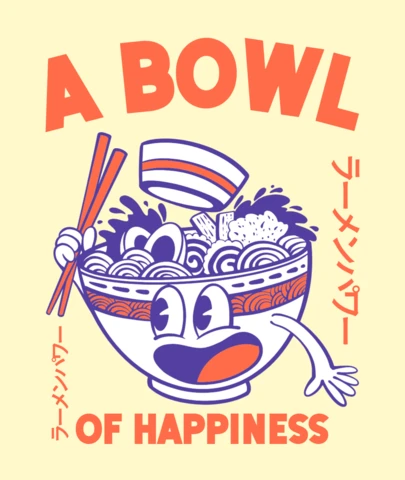 Plantilla de diseño retro juguetona: un tazón de felicidad para los amantes de la comida.