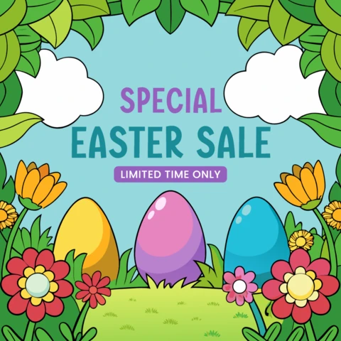 Colorida plantilla de diseño de venta de Pascua para promociones de tiempo limitado