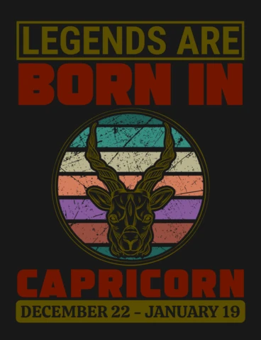 Legend Are Born In Capricorn Zodiac Sign T-Shirt Design Template