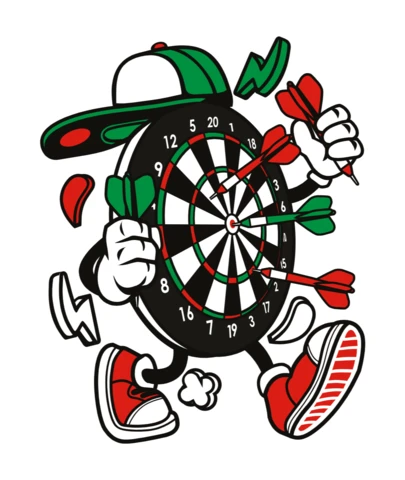 Dart Board Cartoon Character T-Shirt Design Template