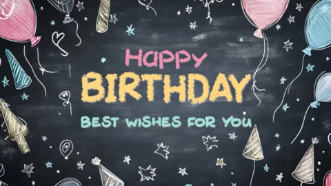Chalkboard Party Theme Happy Birthday Card Template