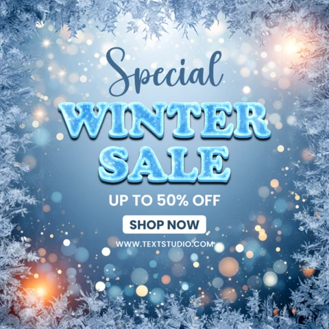 Winterschlussverkaufs-Promotion-Vorlage mit frosted Design für die Feiertagswerbung