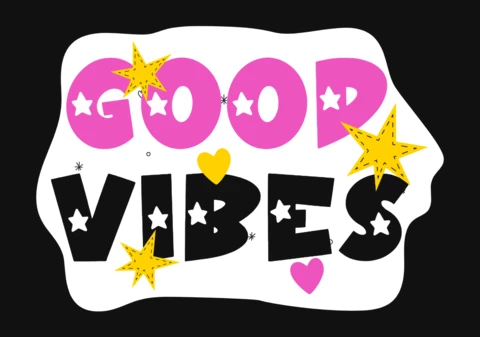 Motivational Good Vibes Sticker Badge Template Design