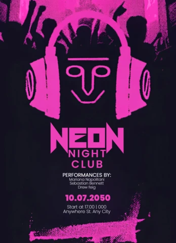 Modèle de flyer de fête futuriste avec dj et lumières