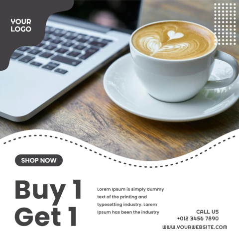 Compre 1 e leve 1 modelo de design de postagem do Instagram para promoção de café