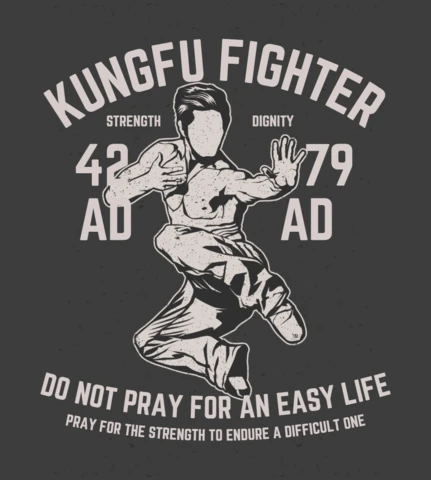 Kungfu Fighter T-shirt Design Template
