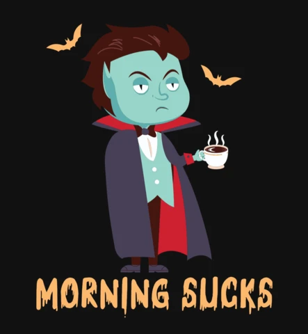 Grumpy morning dracula halloween plantilla de diseño de camiseta