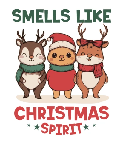 Template di design per lo spirito natalizio con personaggi animali carini per abbigliamento festivo