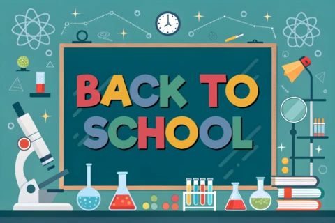 Back to School Design Template with Science Elements for Educational Posters