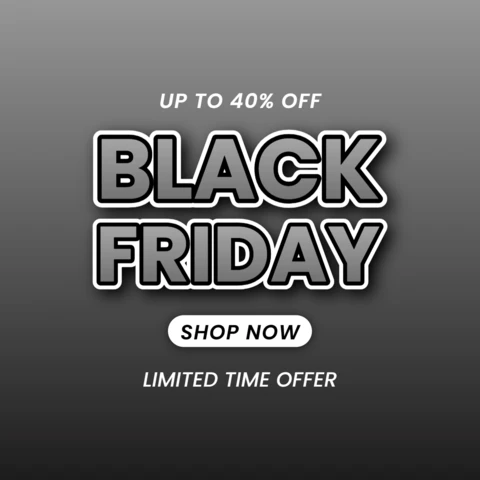 Modello di design per volanti promozionali della vendita del Black Friday in grassetto e nero