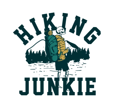 Junkie de randonnée avec modèle de conception de t-shirt vintage squelette de randonnée