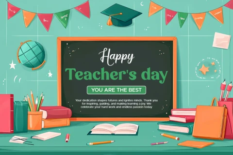 Colorful Teacher's Day Celebration Design Template for Editable Greetings