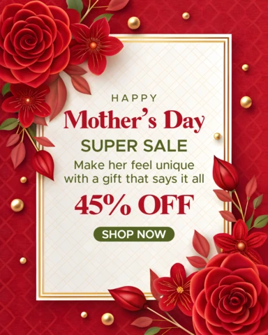 Elegant Floral Design Template for Mother's Day Super Sale Promotion