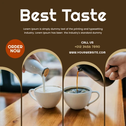 Plantilla de diseño para publicación en redes sociales de cafetería de mejor sabor