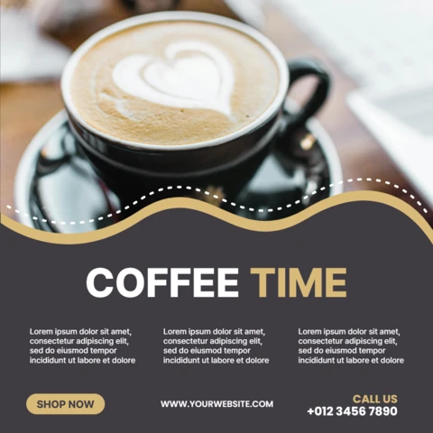 Cappuccino coffee time instagram post design template