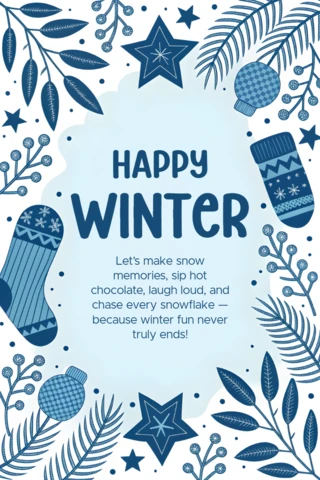 Winter Themed Greeting Card Design Template with Snowflakes and Holiday Elements