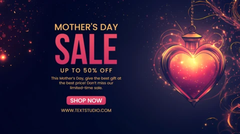 Elegant Mother's Day Sale Template with Heart Design
