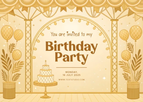 Elegant Gold Birthday Party Invitation Template Design