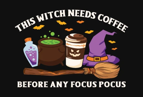 Cette sorcière a besoin d'un café - modèle de t-shirt d'Halloween
