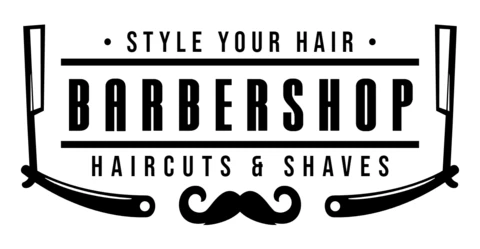 Modelo de design de logotipo de barbearia preto