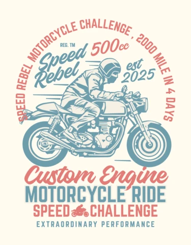 Speed Rebel Motorcycle T-shirt Design Template