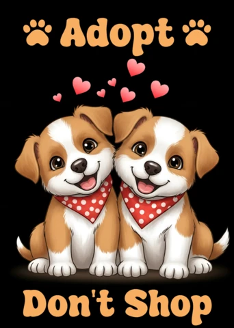Plantilla de diseño para la adopción de cachorros juguetones para carteles y productos.
