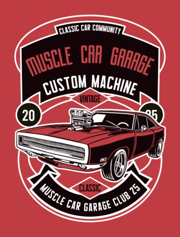 Muscle Car Garage Vintage T-shirt Design Template