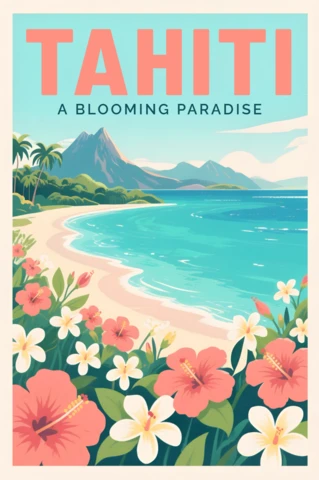 Tahiti Tropical Paradise Design Template for Travel Posters