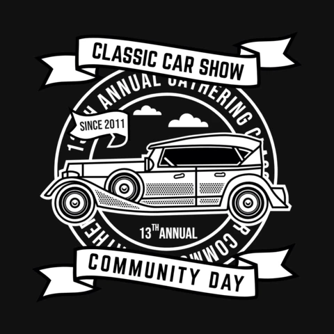 Plantilla de diseño de camiseta para exposición de coches clásicos