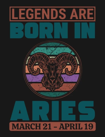 Legend Are Born In Aries Zodiac Sign T-Shirt Design Template