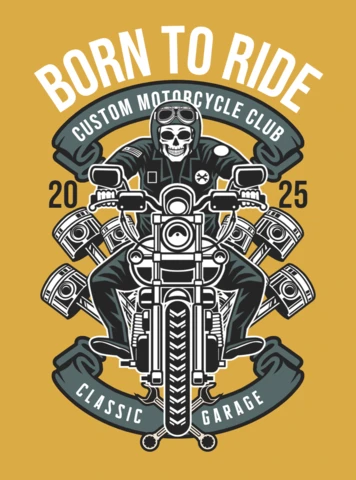 Born to Ride Motorcycle Club T-Shirt Design Template