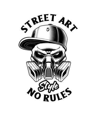 Graffiti Skull With Gas Mask T-Shirt Design Template